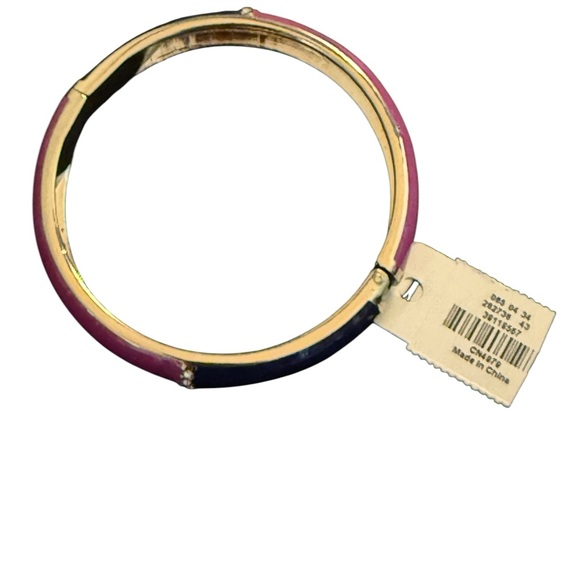 Talbot Gold and Pink Enamel Bangle Bracelet - Picture 4 of 14